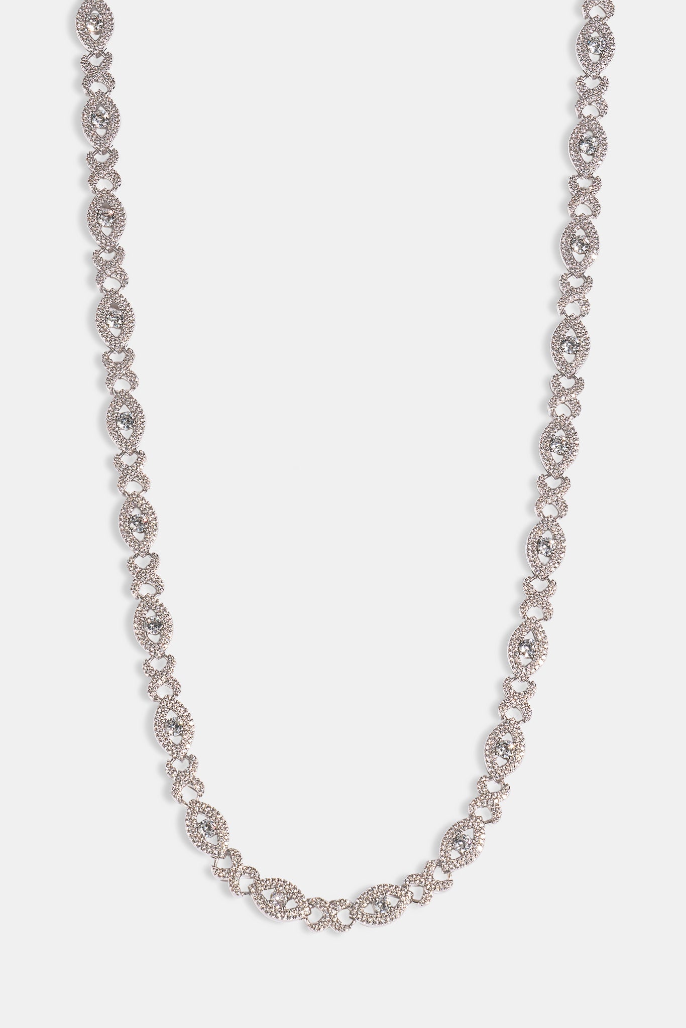 Iced Eye Infinity Link Bracelet & Chain - 8mm - White